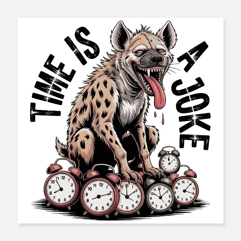 Lachende Hyäne Zeit Witz Poster 40x40 cm