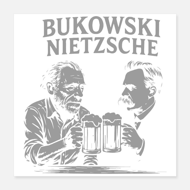Conception de toasts à la bière de Bukowski et Nietzsche Poster 40 x 40 cm