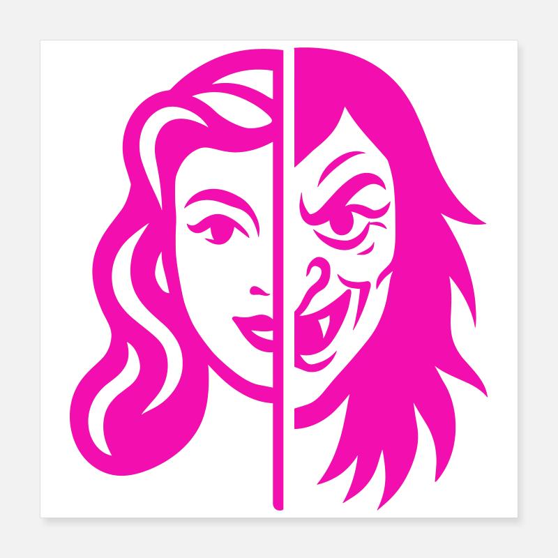 Split Face Kontrast Poster 40x40 cm