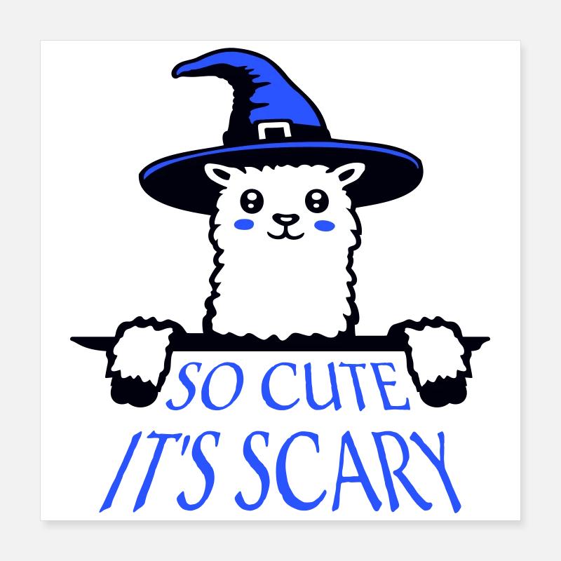 Tellement mignon que c’est effrayant chapeau de sorcière de lama Halloween disant Poster 40 x 40 cm