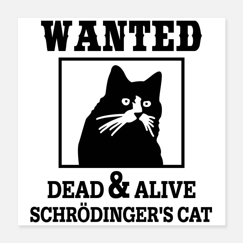 Le chat de Schrödinger recherché, la physique quantique ringarde Poster 40 x 40 cm