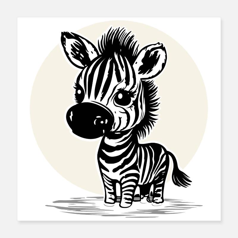 Zèbre mignon – Motif d’animal mignon Poster 40 x 40 cm
