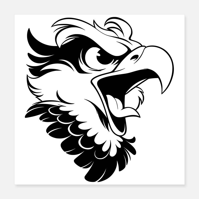 Angry Eagle Head – Tattoo Look Poster 16" x 16" (40x40 cm)