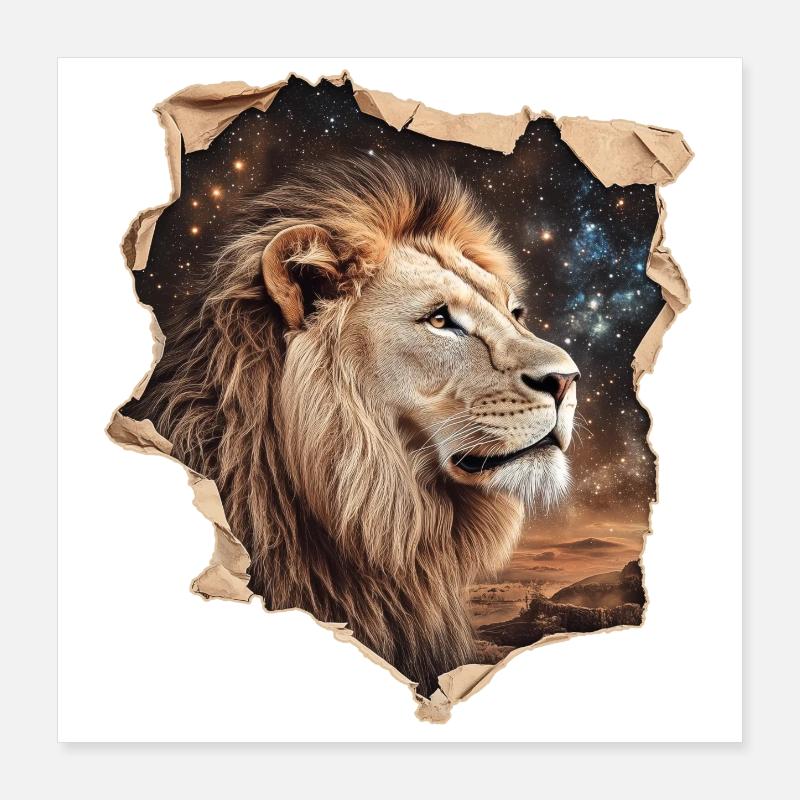 Löwe Sternenhimmel Poster 40x40 cm