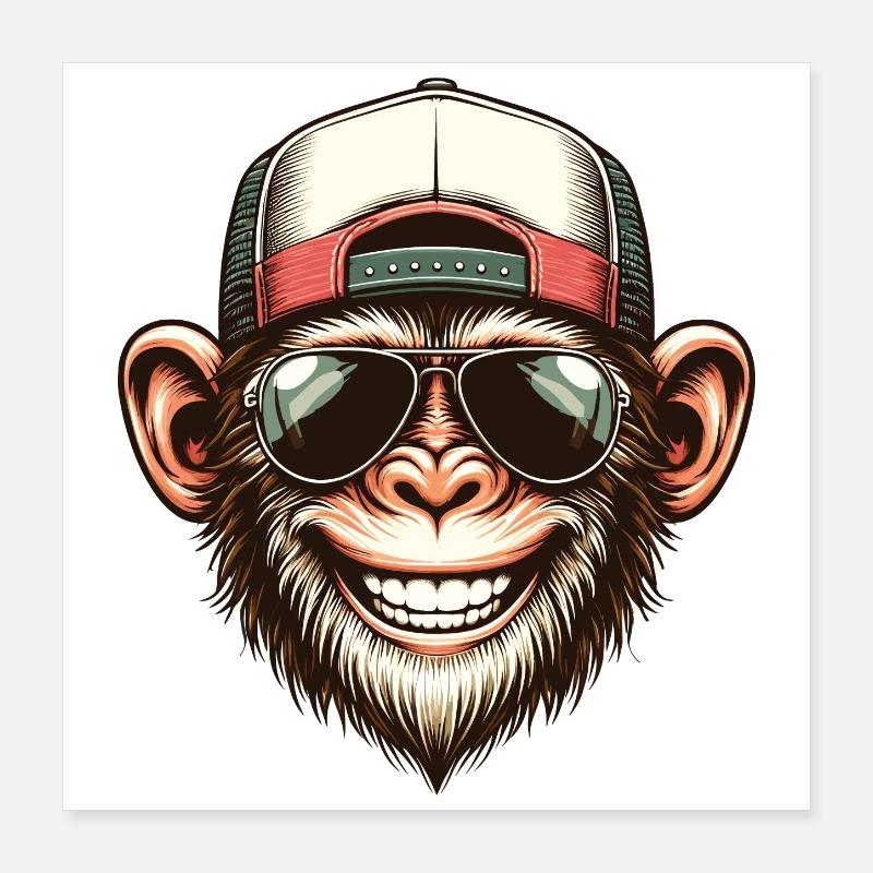 Funny Monkey Poster 16" x 16" (40x40 cm)