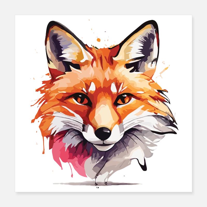 Aquarelle Fox Poster 40 x 40 cm