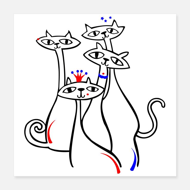 Katzen in Pose Poster 40x40 cm