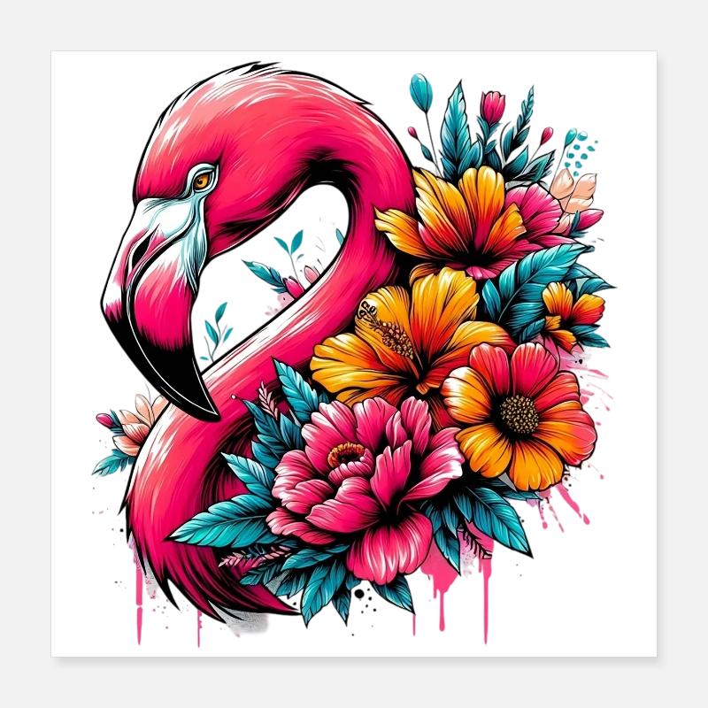 Flamant Poster 40 x 40 cm