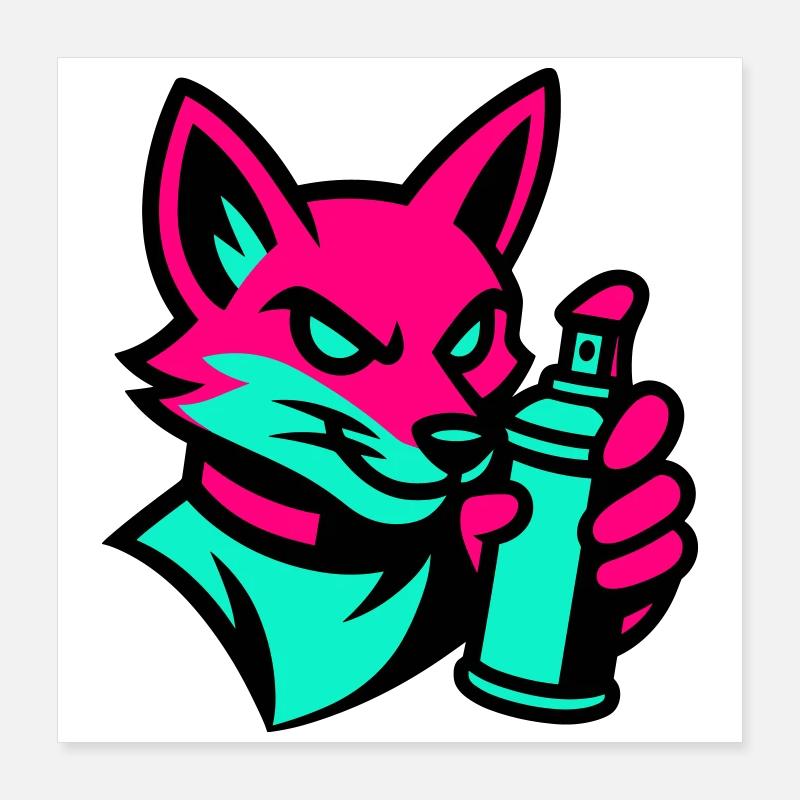 Graffiti Fuchs Poster 40x40 cm