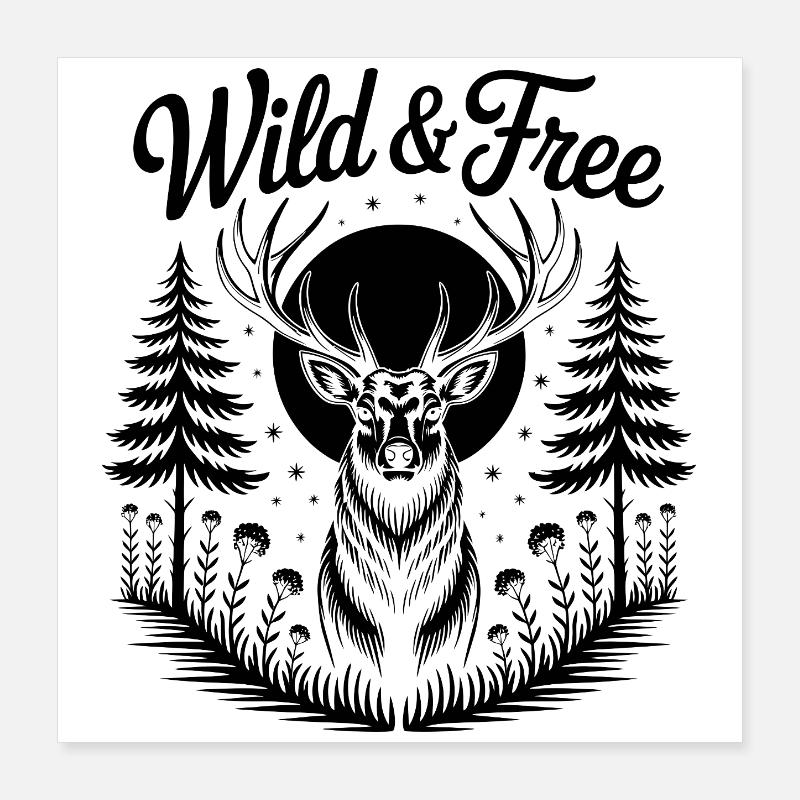 Cerf au clair de lune Poster 40 x 40 cm