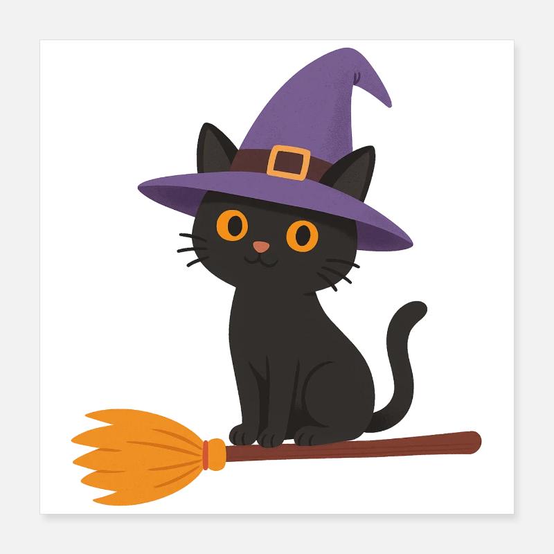 Witch on a Broom Poster 16" x 16" (40x40 cm)