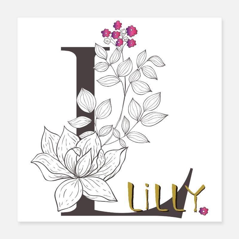 Buchstabe L Lilly Poster 40x40 cm