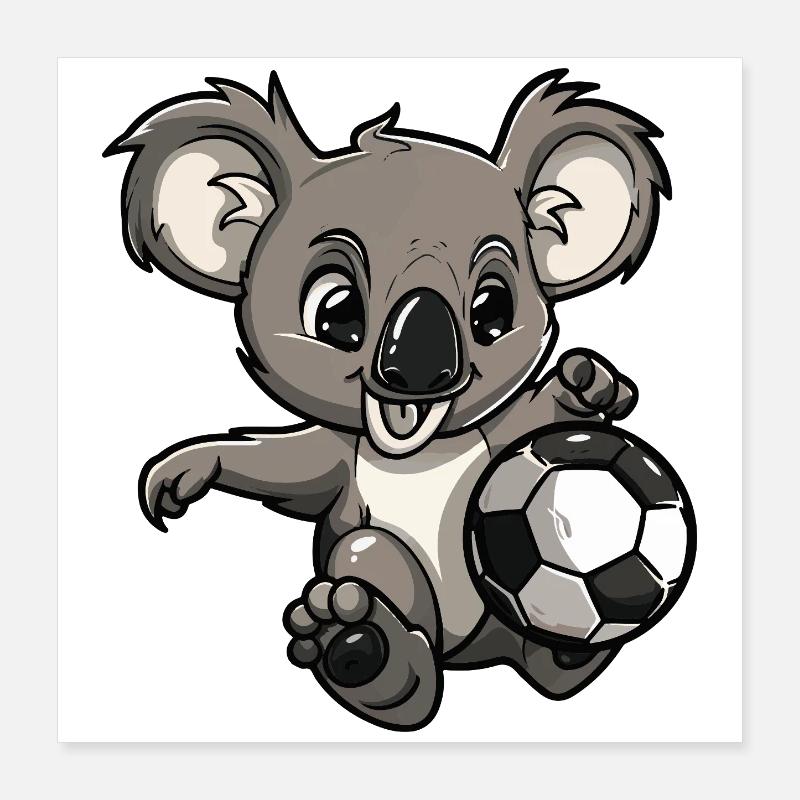 Koala Fußball Comic Poster 40x40 cm