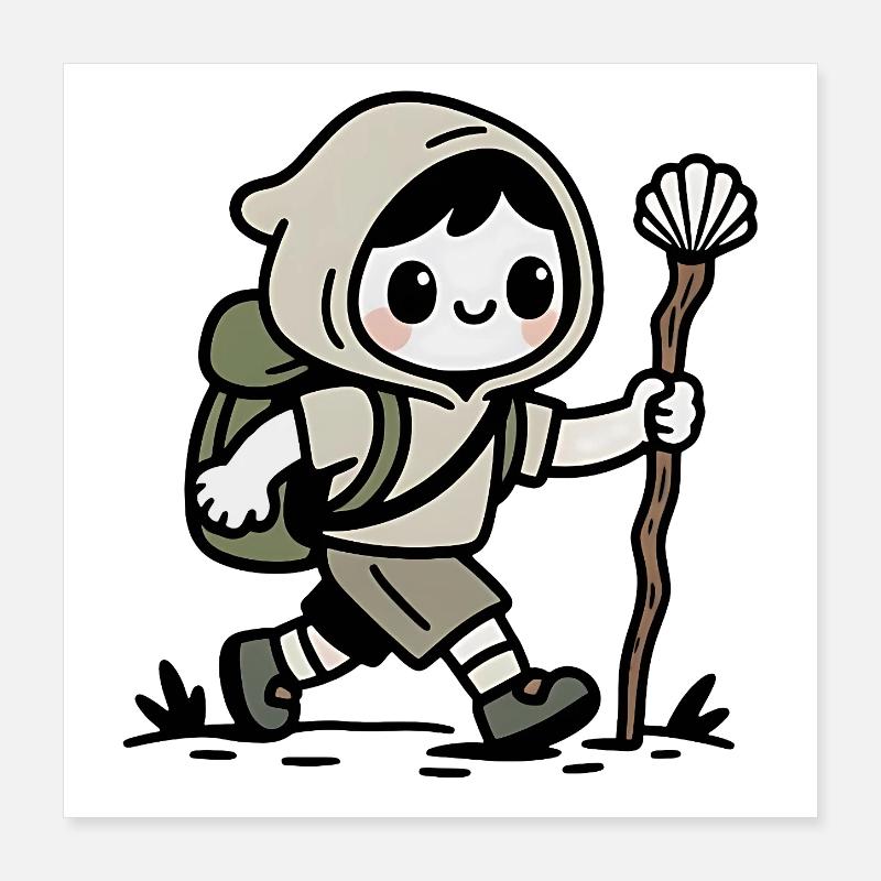 Pèlerin sur le chemin de Compostelle Poster 40 x 40 cm