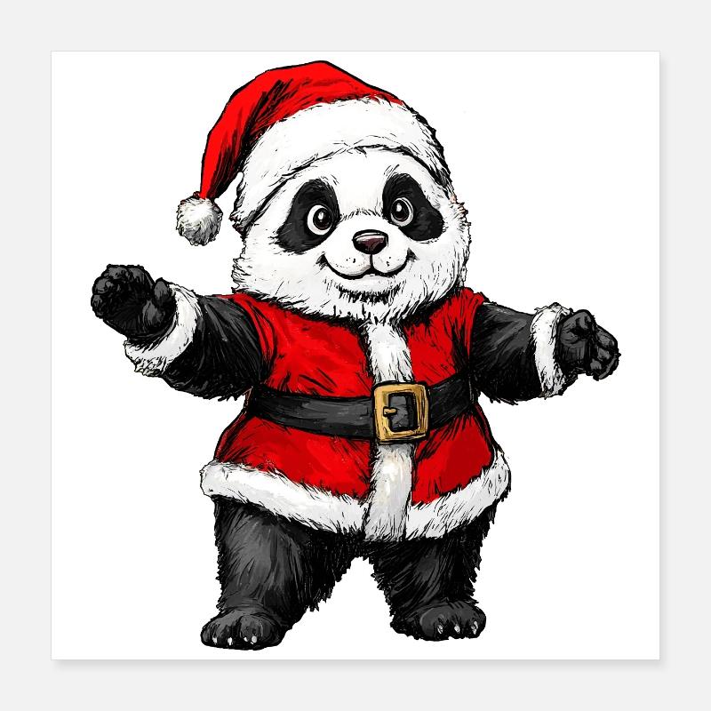Panda Weihnachtsmann Poster 40x40 cm