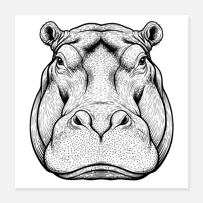 Nilpferd Flusspferd Poster 40x40 cm