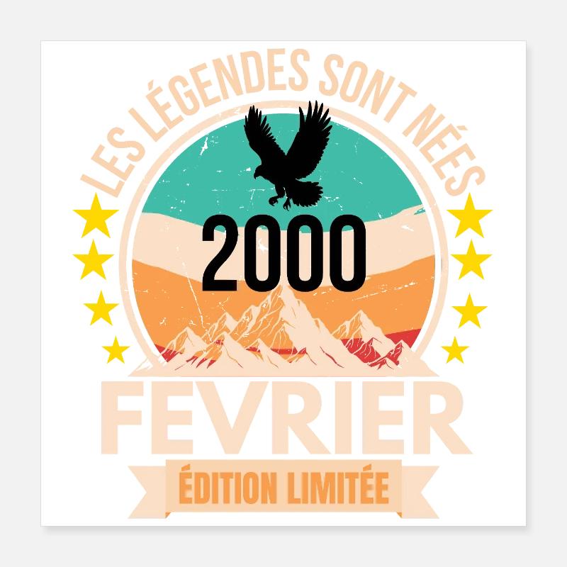 Février 2000 – Légende vintage Poster 40 x 40 cm