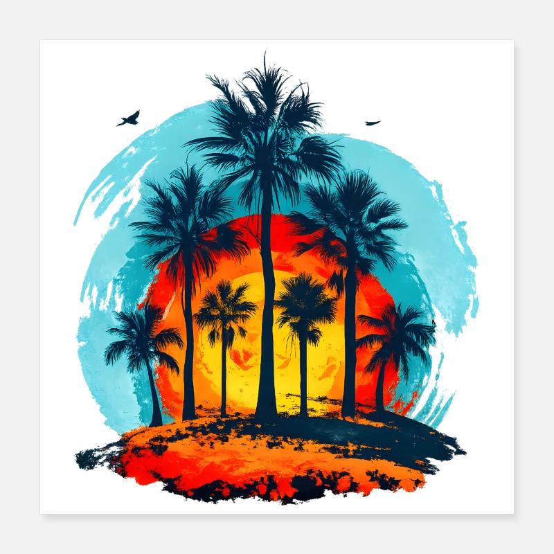 Palm trees at tropical sunset Poster 16" x 16" (40x40 cm)