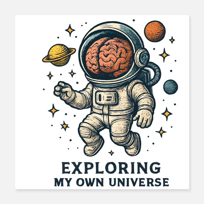 Kosmischer Kopfastronaut Poster 40x40 cm
