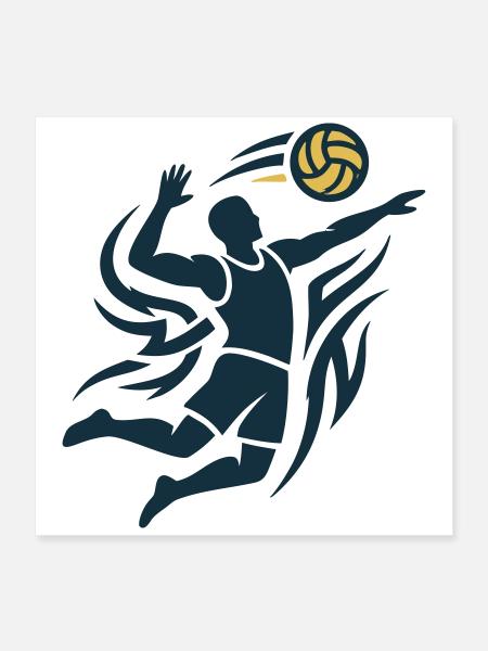 Volleyballspieler Schmetterball Volleyball Team - Poster 40x40 cm - Weiß - Vorne