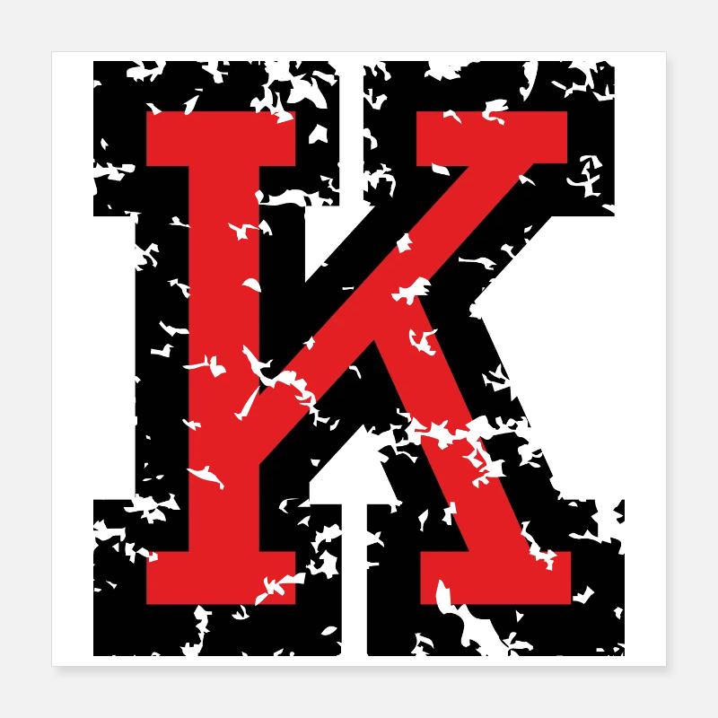 K (Vintage Rot) Buchstabe K Poster 40x40 cm