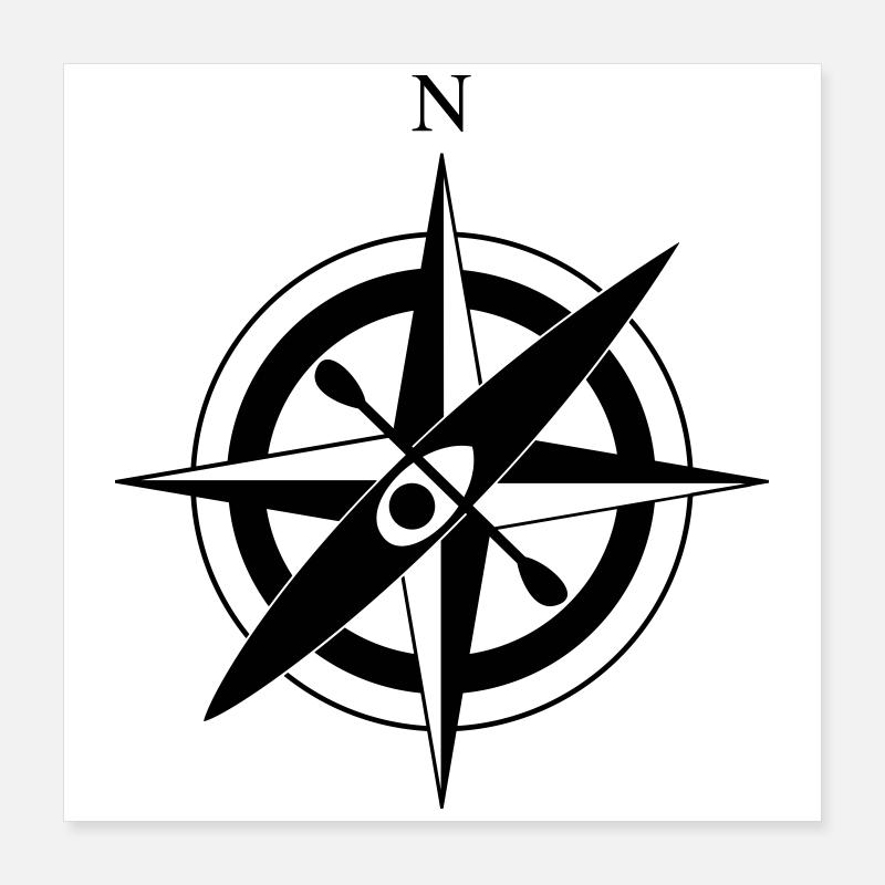Compass Rose Kayak Poster 40 x 40 cm