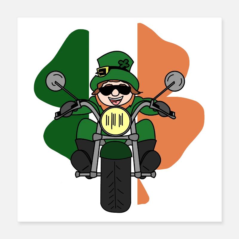 Leprechaun Motorcycle Poster 40 x 40 cm