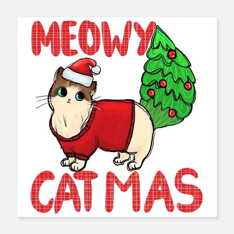 Pull de Noël Catmas Cat Meowy Poster 40 x 40 cm