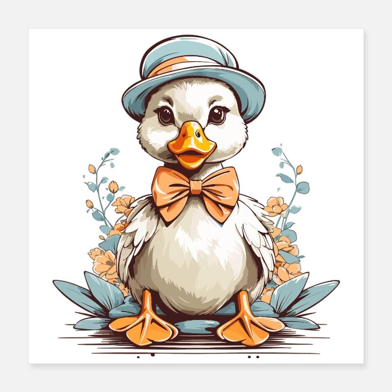 Canard avec chapeau Poster 40 x 40 cm