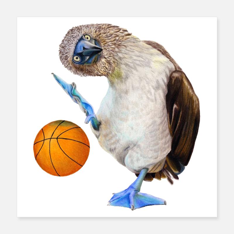Basket-ball à pieds bleus Poster 40 x 40 cm