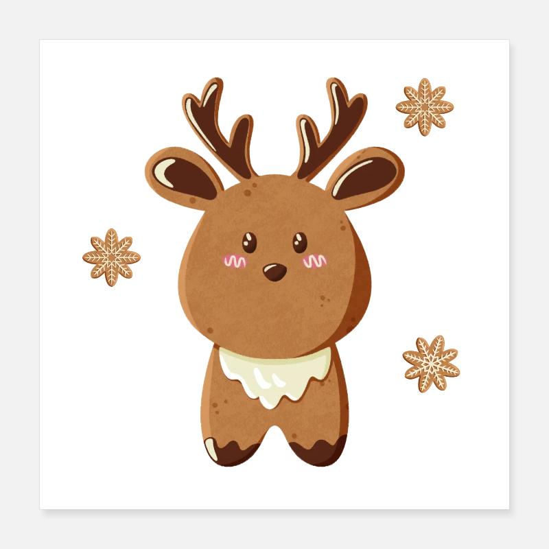 Mignon renne avec des flocons de neige Poster 40 x 40 cm