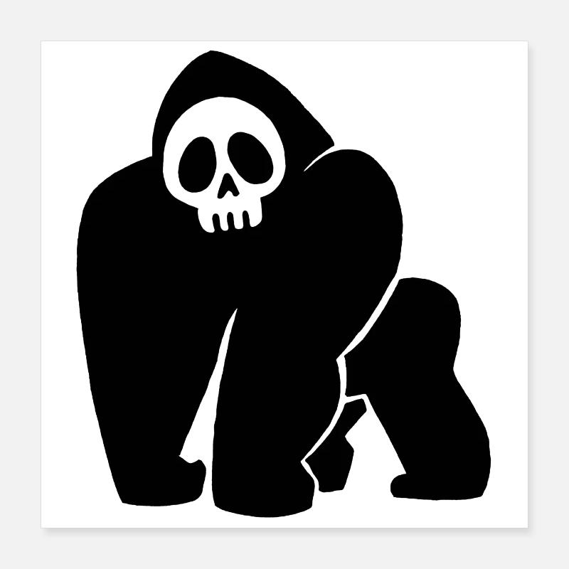 Schwarzer Gorilla Schädel Poster 40x40 cm