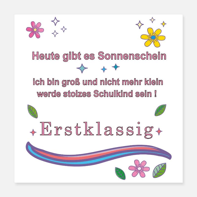 Schulkind Erstklassig Poster 40x40 cm
