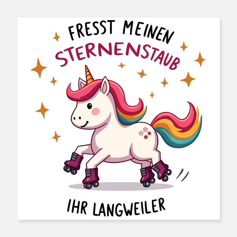 Rollschuh Einhorn Poster 40x40 cm