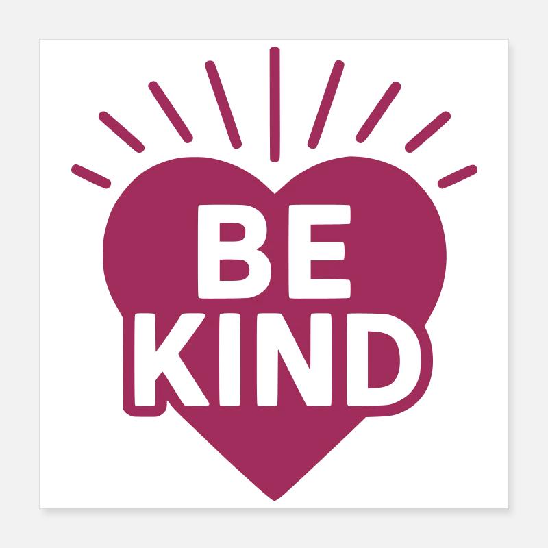 Coeur avec message Be Kind Poster 40 x 40 cm