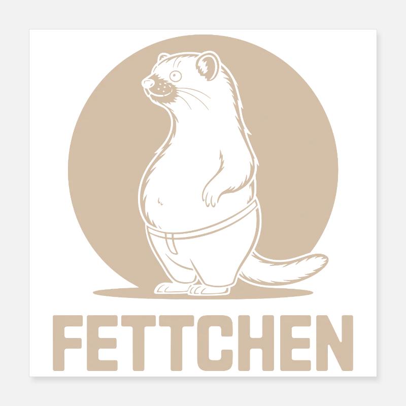 Drôle de furet mangeant de la graisse de ventre de bière Poster 40 x 40 cm