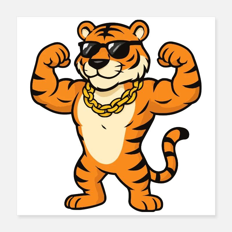 Tiger Lunettes de soleil Bodybuilder Poster 40 x 40 cm
