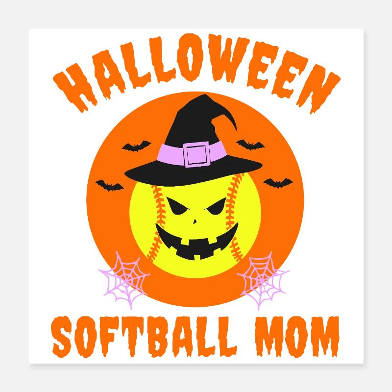 Conception de maman de softball d’Halloween Poster 40 x 40 cm