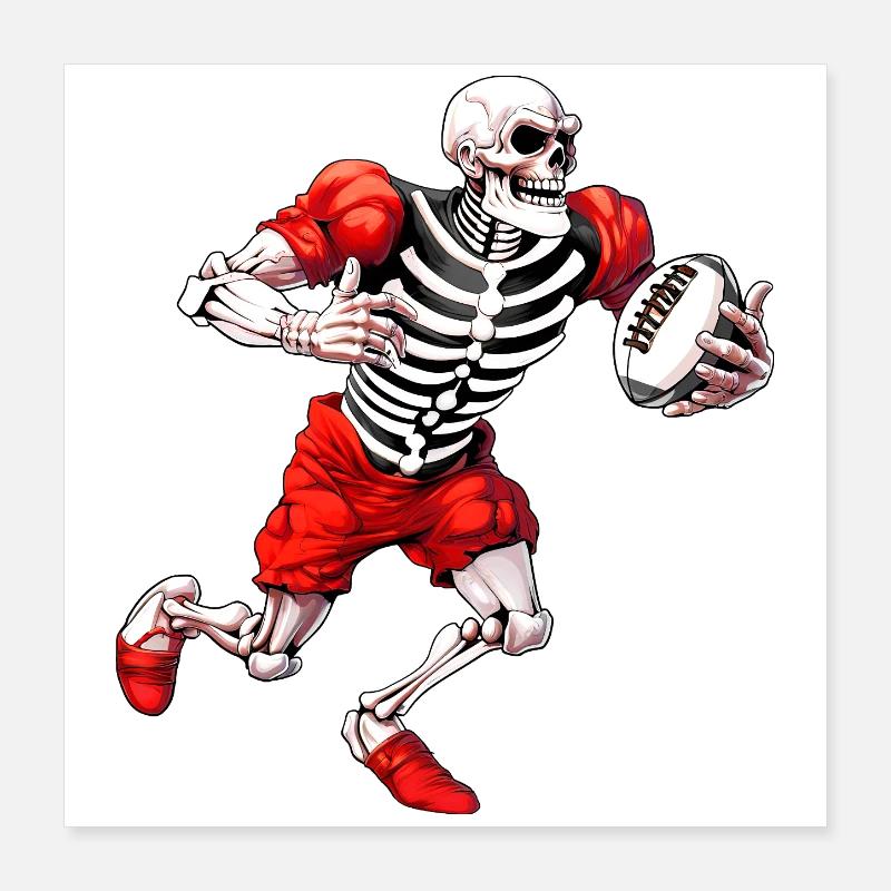 Skeletons Rugby Poster 40 x 40 cm