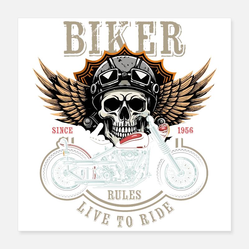 Biker Rules - Since 1956 - Live to Ride Poster 16" x 16" (40x40 cm)