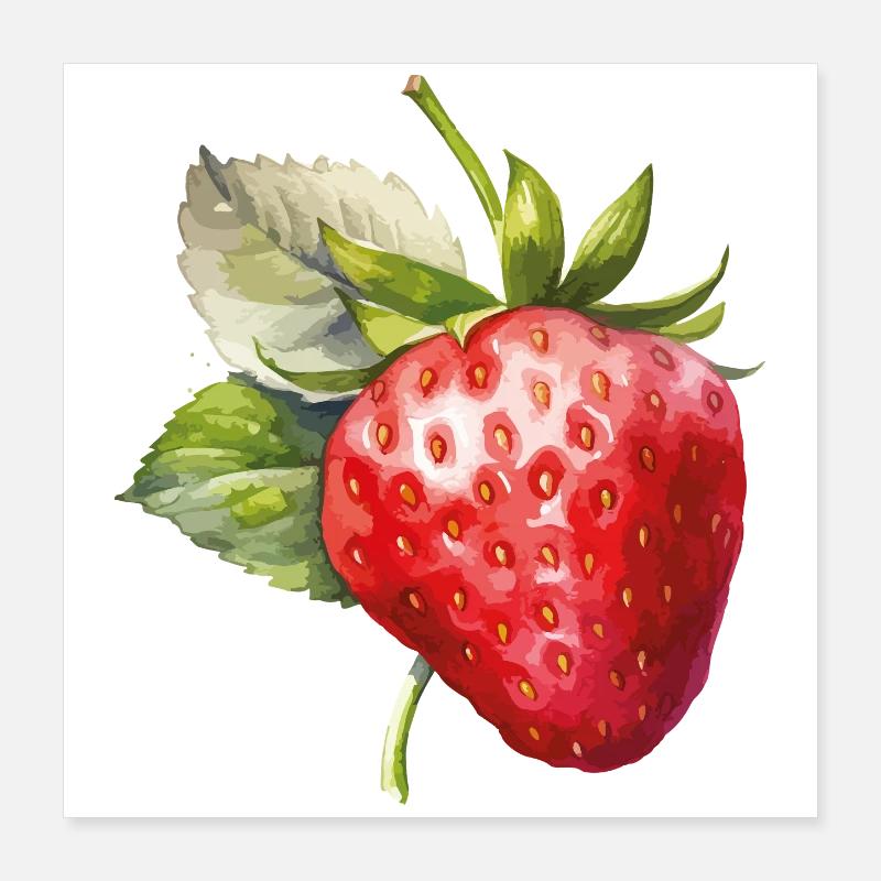 Fraîcheur de l’aquarelle fraise Poster 40 x 40 cm
