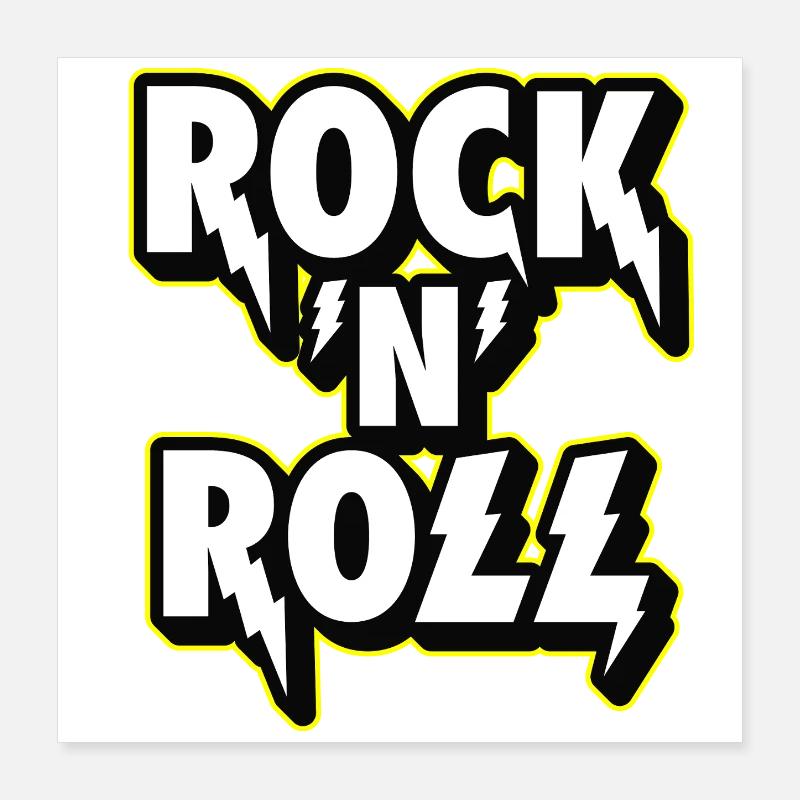 Rock 'N' Roll Lightning 3D Emblem Poster 40x40 cm
