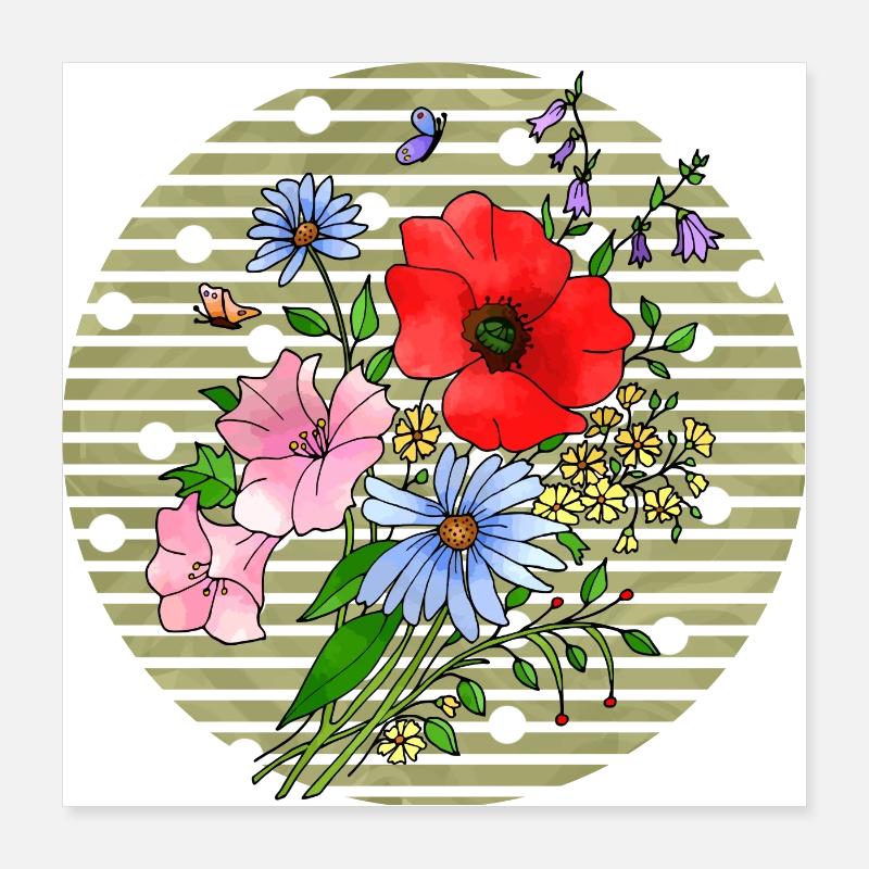 Farbenfrohe Blumen Poster 40x40 cm