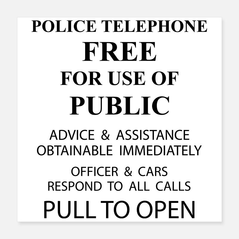 police box text Poster 16" x 16" (40x40 cm)