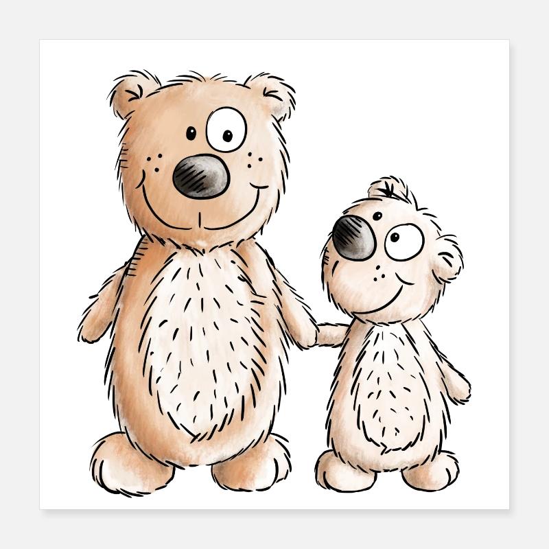 Bären Geschwister - Bär - Bärchen - Teddy - Teddys Poster 40x40 cm