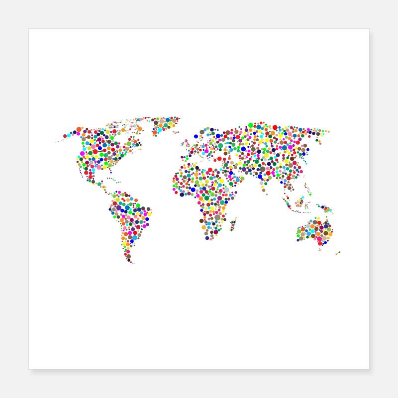 EARTH DOT : Planisphère à points Poster 40 x 40 cm