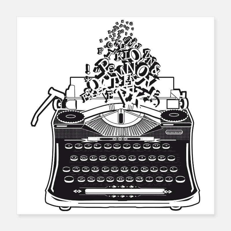 machine à écrire antique nostalgique avec des lettres Poster 40 x 40 cm