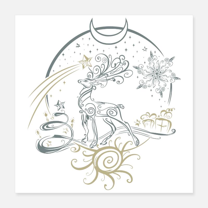 Deer Antler Christmas Yule Night Poster 16" x 16" (40x40 cm)