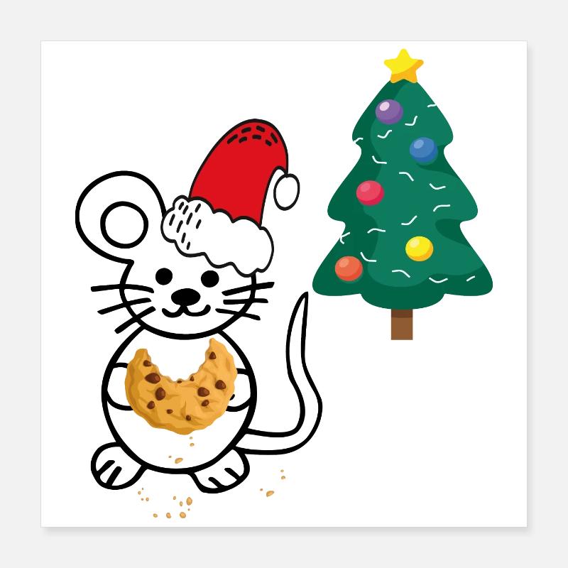 Noël, Arbre De Noël, Souris Poster 40 x 40 cm