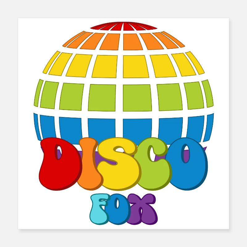 Disco Fox Disco Ball Groovy Discotheque Discofox Poster 16" x 16" (40x40 cm)